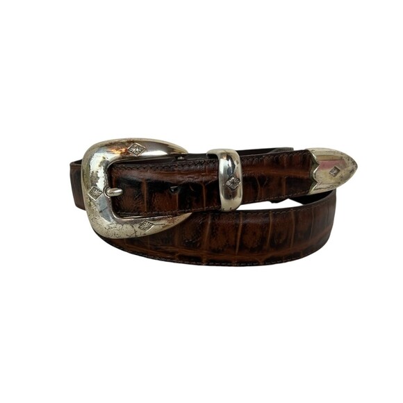 Footjoy Men's 69645 Contoured Brown Embossed Leather Belt Size 38 Golf Casual - Picture 1 of 13